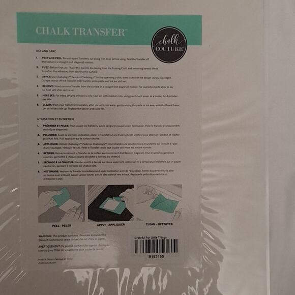 Chalk Couture Transfer Reusable NWT - Picture 5 of 6